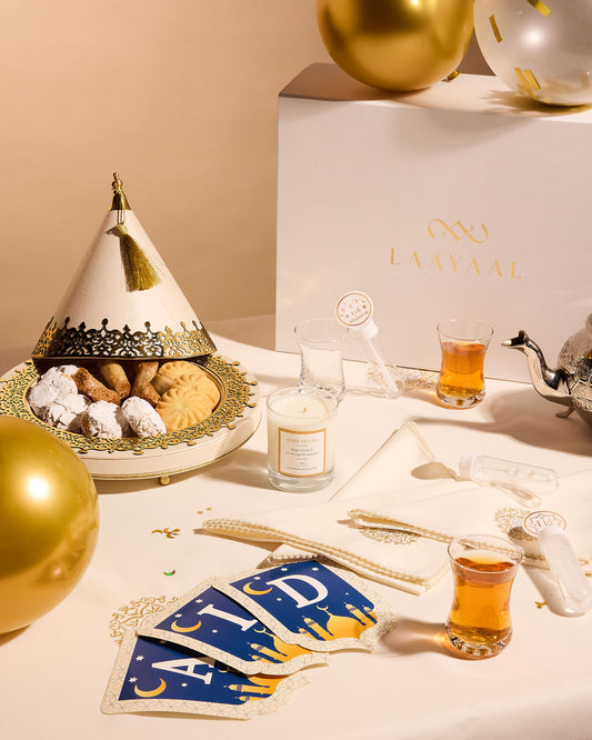 Coffret "Exception" pour Table Ronde, Motif "Or et Argent"